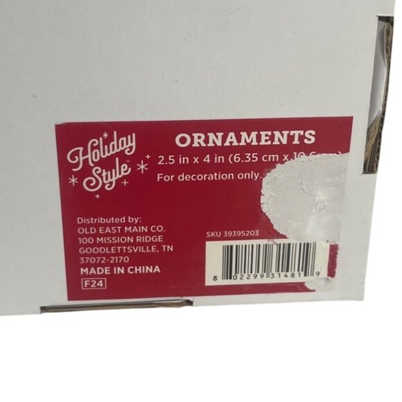 Set of 4 Holiday Style Ceramic Tree Ornaments  2.5" X 4 " New Beige White - Picture 5 of 5